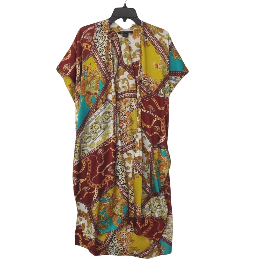 Couture Gems Womens Kimono Cardigan Baroque Scarf Patchwork Print Open Front OS